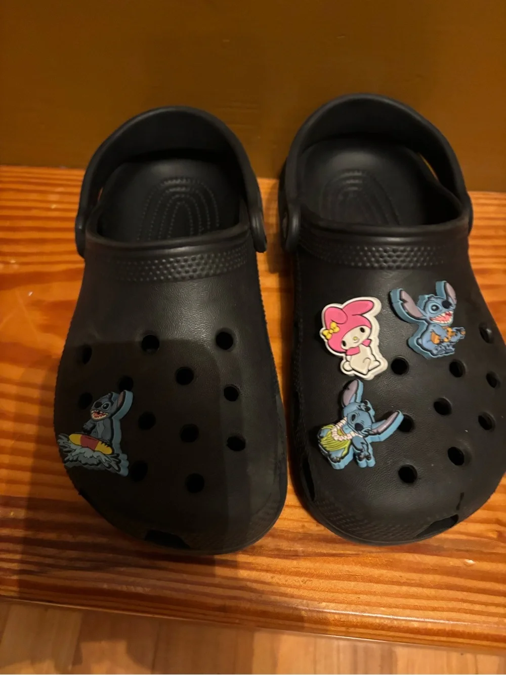 CROCS Black Kids Clogs with Colorful Character Jibbitz